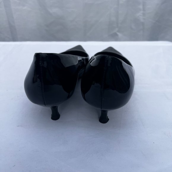 Stuart Weitzman Black Poco Patent Pointed Toe Kitten Heel Pumps Size 7 - Picture 4 of 6